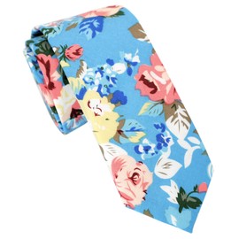 zenxus Skinny Corbatas Set Plus Pocket Slim Casual cuadrado de algodón floral Tie 2 (1/2) "Ancho novedad flores impreso patrón, >Black