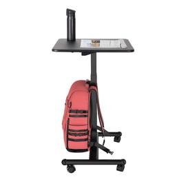 Flexispot MT3 Mobile Standing Desk Sit-Stand Pneumatic Adjustable Height Laptop Desk Gas Spring Riser Rolling Computer Cart Movable Computer Workstation Overbed Table for School Office Home Medical