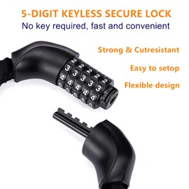 Bicycle Chain Lock, High Security 5-Digit Resettable Combination Portable Anti-Theft Bike Locks, Heavy Duty Bike Chain Locks, for E-Bike, Scooter, Bike Security Lock. (39 inchs Long)