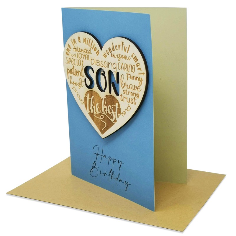 Birthday Card for Your Son with a Special Wooden Keepsake