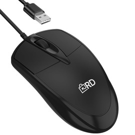 Retail Digitals 3-Button USB Wired Mouse | High-Precision Optical Tracking | Durable for Desktop & Laptop | Black
