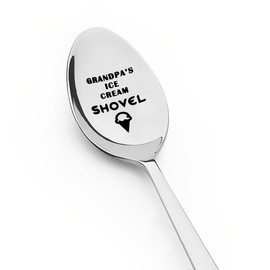 Grandpa Spoon Gifts from Granddaughter Grandson, Grandpa Fathers Day Birthday Gift for Granddad Grandpa's Ice Cream Shovel Spoon for Grandfather Retirement Gifts for Grandpa Ice Cream Lovers Gifts