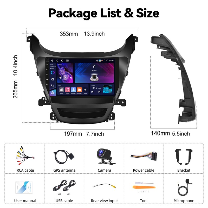 SIXTOP [4+64G] Android Car Stereo for Hyundai Elantra 2014-2016 with