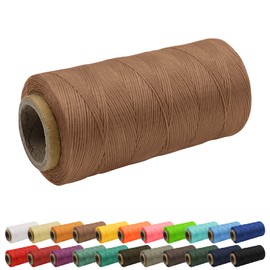 Uiopa Filo cerato da 1 mm, 260 m, 150 D, per cuciture a mano, piatto e cerato, per artigianato in pelle, rilegatura, riparazione di scarpe, colore marrone