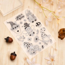 GLOBLELAND Gnome Silicone Clear Stamps Spring Flower Bee Butterfly Transparent Stamps for Birthday Valentine Cards Making DIY Scrapbooking Photo Album Decoration Paper Craft