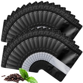 TOCKONIMN Stand-up Pouch Smell-Proof Edible Bag Packaging for Food-Storage 100 Pack Resealable Containers for Candy Products Heat Sealable Ziplock Bags with Clear Window (4.7"x7.8", black)