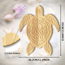 WEBEEDY Sea Turtle Shaped Bamboo Wood Cutting Board Cute Cutting and Charcuterie Board with Hanging Hole Small Cutting Board for Food Beach Theme Kitchen Turtle Decor,28.2x35x1.5 cm/11.1x13.8x1 Inch