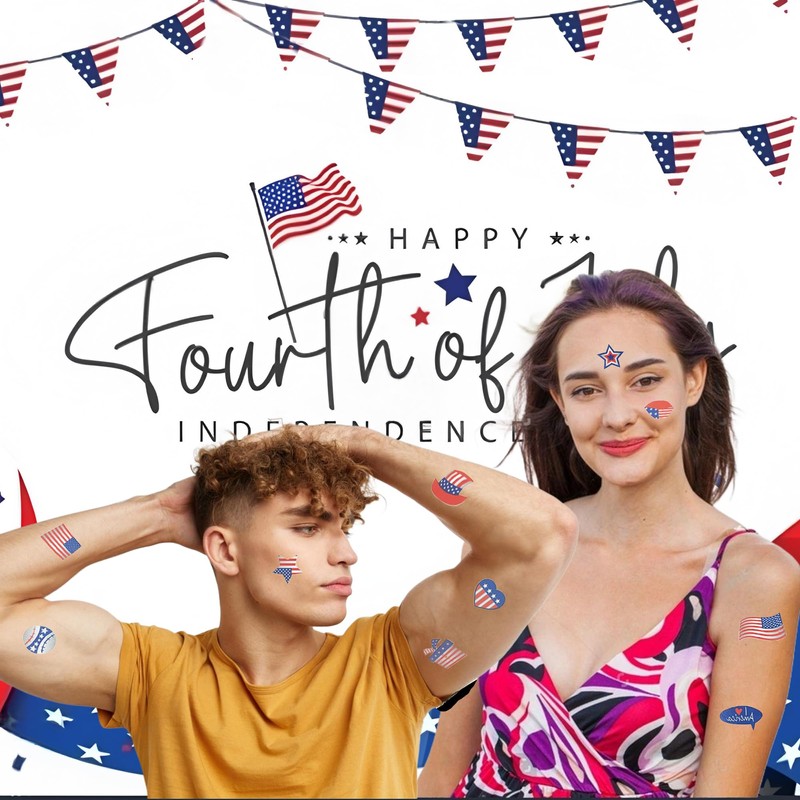 120PCS 10 Sheets Temporary Tattoos,4th Of July Temporary Tattoos,4th Of