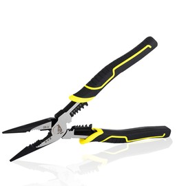 6 in 1 Needle Nose Pliers for Wire Gripping Stripping Cutting and Crimping | Multifunctional Linemans Pliers Heavy Duty Chrome Vanadium Steel Forged 9 inch