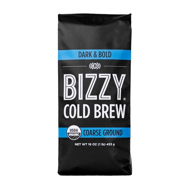 Bizzy Organic Cold Brew Coffee | Dark & Bold Blend | Coarse Ground Coffee | 1 LB