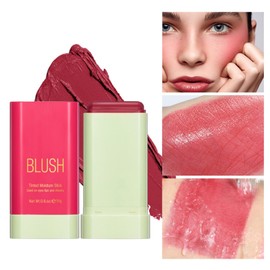 Ofanyia Cream Blush Stick, Unique Rotating Design Multi-Use Blush Stick for Lip and Cheek Tint, Lightweight, Easy to Blend Natural Cream Blusher, Velvet Matte Texture Blush Face Stick (02# Hot Red)