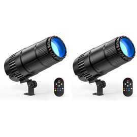 20W Pinspot Light with Remote,RGBWYP+Cyan LED Beam Spot Lights,Ultra Bright Mirror Disco Ball Spotlight Stage Light for DJ Disco Party Bar Club Show Wedding Children's Theater (Black, 2 Pack)