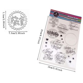 Alinacutle - 1 pieza de sellos transparentes para felicitaciones y 1 etiqueta circular para cortar metal para hacer tarjetas, álbumes de recortes y álbumes de papel, manualidades, decoración de regalo
