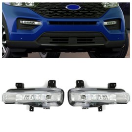 HECASA Fog Lights Assembly Compatible with 2020-2023 Ford Explorer Replacement for FO2592254 FO2593254 Bumper Driving Fog Lamps with Led Bulbs Clear Lens Driver & Passenger Side