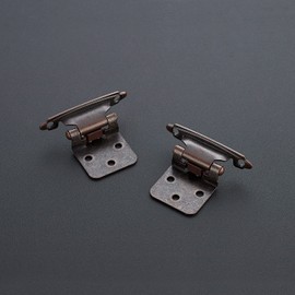 Ravinte 30 Pack 15 Pairs 1/2 inch Overlay Cabinet Hinges Antique Copper Semi-Concealed Cupboard Hinges Face Mount Cabinet Door Hardware Self Closing Cabinet Hinges Decorative Kitchen Cabinet Hinges