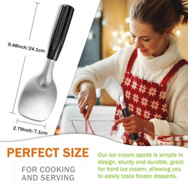 2 pcs Ice Cream Spade,Ice Cream Scoop,Stainless Steel Ice Cream Paddle with Plastic Handle,Heavy Duty & Durable Bend Proof Ice Cream Scooper Butter Cutter(Black)