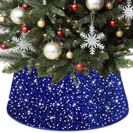 PATYDEST Christmas Tree Collar Royal Blue Tree Skirt Velvet Christmas Tree Collar 23.6 Inch Dark Blue Tree Skirt Christmas Tree Trunk Cover Blue Christmas Tree Skirt for Christmas Tree Decorations
