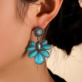 Dainty Silver Western Earrings Turquoise Earrings for Women Dangle Boho Jewelry Gifts Western Outfit for Women