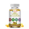 60pcs Vitamin B Complex, Vitamins B1, B2,B3,B5,B6,B8<wbr/>,B12, Energy, Metabolism Aid