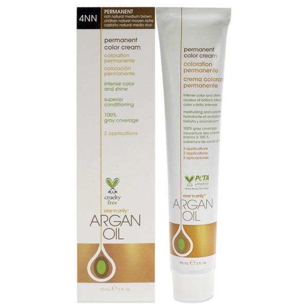 One n Only Argan Oil Permanent Color Cream - 4NN Rich Natural Medium Brown Hair Color Unisex 3 oz