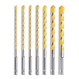 7 PCS Masonry Drill Bit Set, 1/8" to 1/2" Concrete Drill Bit Set, Carbide Drill Bit for Glass Ceramic Cement Tile Brick Plastic,6.3'' Long (7 PCS Masonry Drill Bit Set)