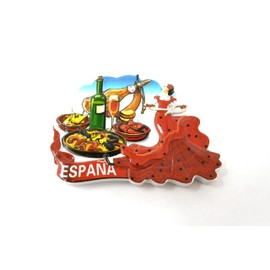 9cm Spanish Flamingo Dancer Spanish Flag Polka Dot Dress Serrano Paella Fridge Magnet