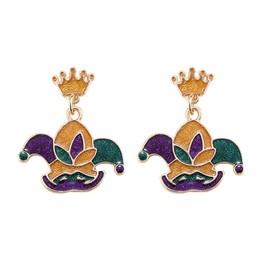 Glitter Mask Mardi Gras Theme Hat Crown Wineglass Earrings Parade Party Accessories Gift