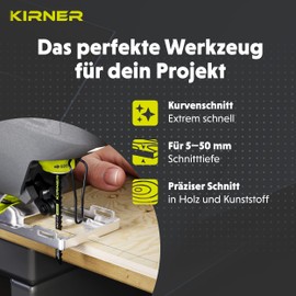 KIRNER Jigsaw Blades Wood Pack of 10 [Up to 5x More Cuts] Extremely Fast & Coarse Curve Cut (5-50 mm) in Wood and Plastic - for All T-Shank Jigsaws - Jigsaw Blade Curve Cut