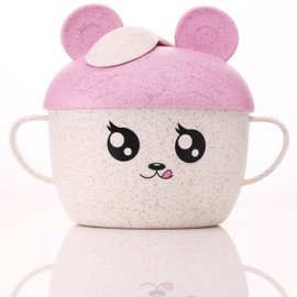 Wheat Straw Bowl with Lid & Spoon - BPA Free - Snack Bowls - Lightweight Plates, Reusable, Microwave & Dishwasher Safe - Wheat Straw Dinnerware - Camping Bowls