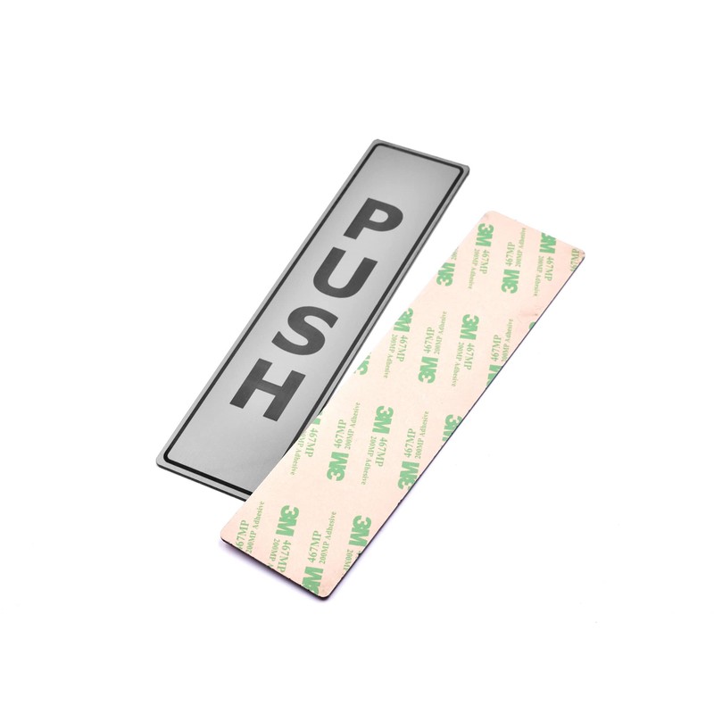 SILVER Push Pull Set Pair of Door Signs for businesses,