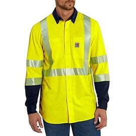 Carhartt Men's Flame Resistant High Visibility Force Hybrid Shirt Class 3 Shirt, -brite lime, 2X-Large