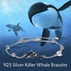 POPLYKE Sterling Silver Killer Whale Orca Beaded Adjustable Bracelets Jewellery