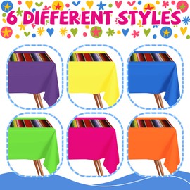 Hosuly Mexican Fiesta Tablecloth 54 x 108'' Party Plastic Tablecloth Striped Table Cover for Mexican Fiesta Party Decorations(Pure with Stripe, 6 Pcs)