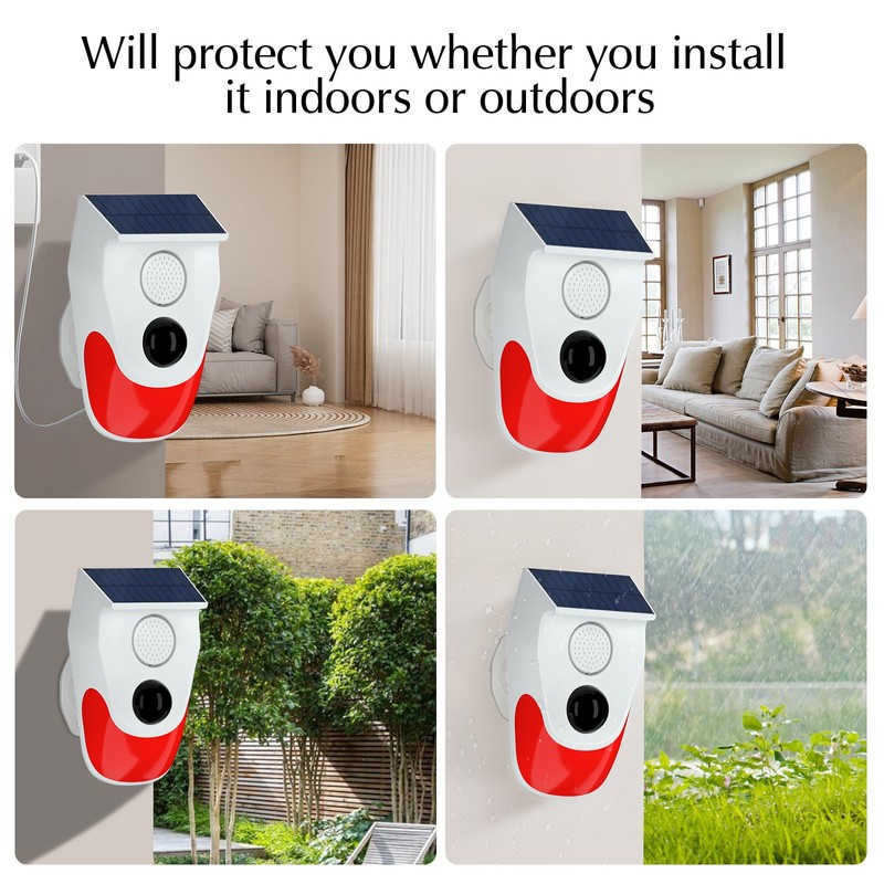 Yasorn RF Solar Infrared Alarm, Motion Sensor Alarm with Remote