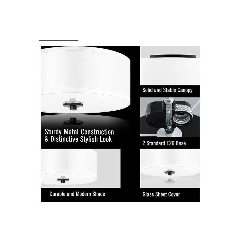 Lodstob 2-Light Flush Mount Ceiling Light Fixture, 12" Modern Close