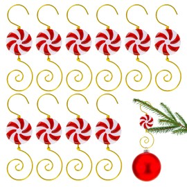 ALLY-MAGIC Christmas Ornaments Hooks 10pcs Candy-Shaped Christmas Tree Hangers Hook Metal Bauble Hooks for Xmas Party Decorations Home Wedding DIY Crafts Hanging Decor Y7TGGG