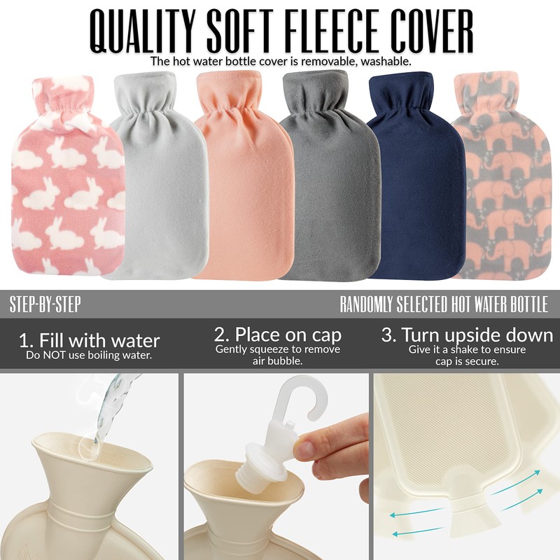 CityComfort Hot Water Bottle with Soft Fleece Cover - Natural