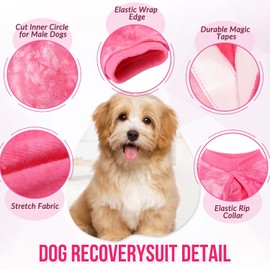 SlowTon Dog Recovery Suit - Surgery Recovery Suit for Female Male Dogs, Dog Onesie After Spay Abdominal Wounds, E-Collar Cone Alternative Prevent Licking Pet Surgical Suit(Pink,L)