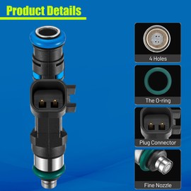 TAUXMZ 4 Holes Fuel Injectors FJ474 Fit for Jeep Grand Cherokee 2005-2010,for Dodge Durango 2004-2009,for RAM 1500 2004-2012 V6 3.7L, OE# 0280158020 812-12145 63856(Set of 6)