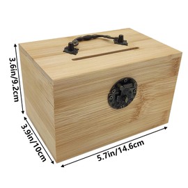 HAOBIN Wooden Treasure Chest Natural Treasure Chest Wooden Treasure Chest Suitcase Wooden Case Craft Case Utensil Case Wooden Box Storage Box with Lock for Painting Wooden Chest Jewellery Box