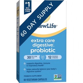Extra Care 𝑫𝒊𝒈𝒆𝒔𝒕𝒊𝒗𝒆 𝑷𝒓𝒐𝒃𝒊𝒐𝒕𝒊𝒄 Daily formula,30 Billion 𝑪𝑭𝑼– Supports 𝑫𝒊𝒈𝒆𝒔𝒕𝒊𝒗𝒆, 𝑰𝒎𝒎𝒖𝒏𝒆 𝒂𝒏𝒅 𝑹𝒆𝒔𝒑𝒊𝒓𝒂𝒕𝒐𝒓𝒚– Dairy,Soy & Gluten-Free -1 Pack(60 Count)