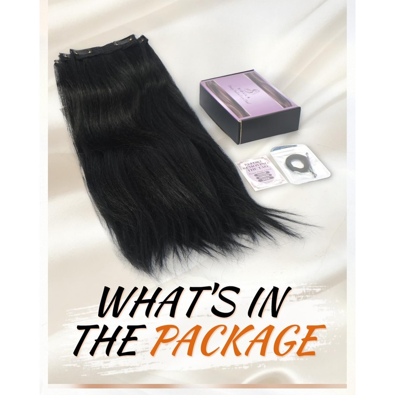 5PCS Yaki Straight Clip in Hair Extensions 14 Inch Natural