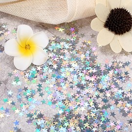 SUNVORE Star Confetti Holographic Stars Glitter Confetti, Great for Party Decoration, Wedding Supplies and Nail Art, Pack of 50g (Size- 6mm)
