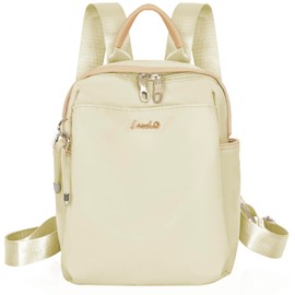 LASUK Mini Backpack, Small Lightweight Travel Backpack Purse, Waterproof Daily Backpack Purses, Light Beige