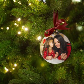 Customisable Wooden Pendant, Christmas Tree Decoration, Bauble, Red