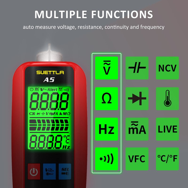 SUETTLA A5 Smart Digital Multimeter, Large Screen Pocket Multimeter Measure