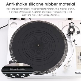 Turntable Slip Mat Anti Static Silicone/Cork Slipmat for Vinyl Record Player (Silicone Rubber)
