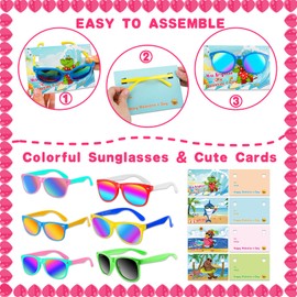 24 PCS Valentines Day Cards for Kids Sunglasses School Party Favors Toddler Valentines Day Gifts Bulk Sun Glasses Boy Girl Ages 3-5 4-8 Classroom Prizes Goodie Bag Stuffers Pool Party Supplier Toys
