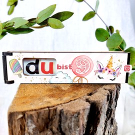 Generisch Geschenk Mädchen 9 Jahre - Schokoriegel Geschenkbox inkl. Duplo Einhorn - Geschenk 9 Jahre Mädchen, Mädchen 9 Jahre Geschenkideen, Geschenke für 9 Jährige Mädchen, 9 Jahre Mädchen, Mädchen 9 Jahre