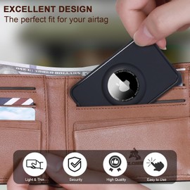 PAIFIEVD Airtag Case Wallet Air Tag Key Holder TPU Ultra Thin Air Tag Case Wallet GPS Anti-lost Card Air Tag Wallet Holder Lightweight Shockproof (Black+White)